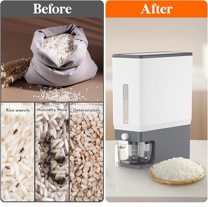 Lifewit Rice Dispenser 25 Lbs, Rice Storage Container Sealed Moisture Proof - Image 4