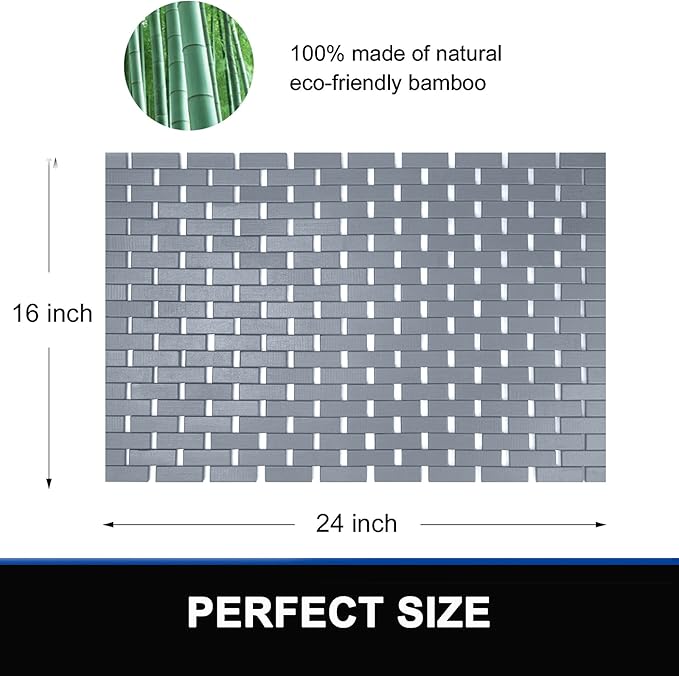 Bamboo Bath Mat Bathroom Rugs Floor Wood Shower Bathtub Waterproof Non Slip - Image 5