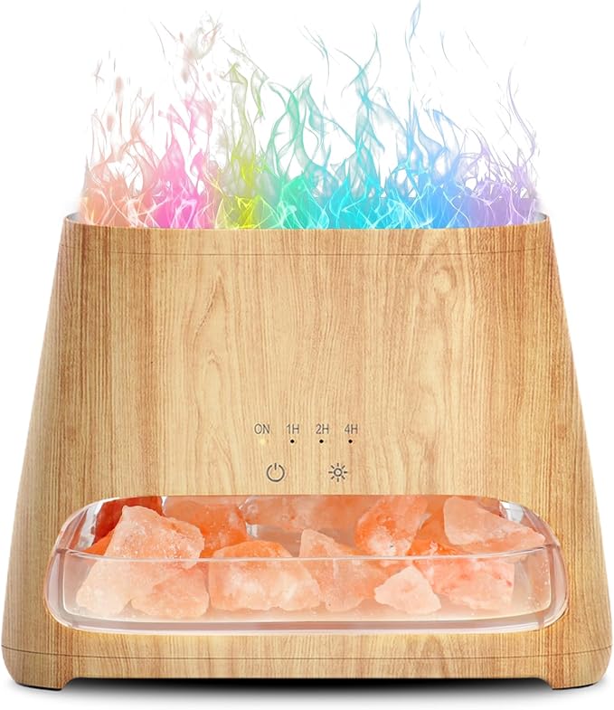 SALKING Colorful Flame Fire Diffuser Humidifier, Himalayan Salt Lamp, 7 Colors by SALKING