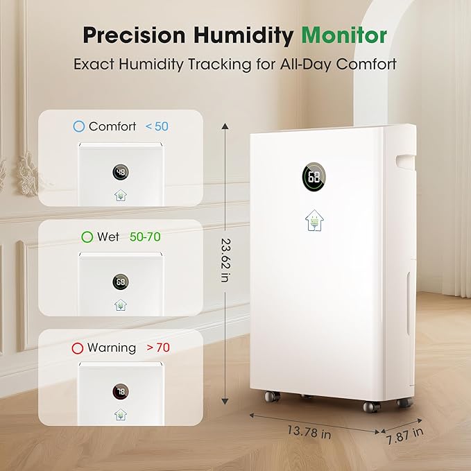 6, 500 Sq.Ft Dehumidifier with Drain Hose, 60 Pints Narrow Dehumidifiers - Image 7