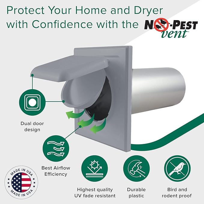 NO-PEST VENT, Exclusive Dual Door Dryer Vent Cover Outdoor 4 inch or Bathroom - Image 2