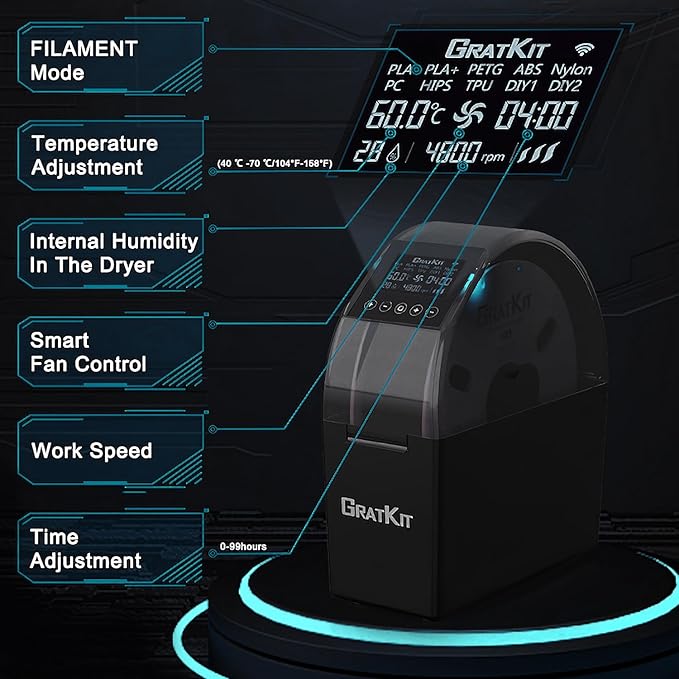GratKit 3D Filament Dryer Box Firefly V2.0, Tuya App Controlled Smart Filament - Image 8