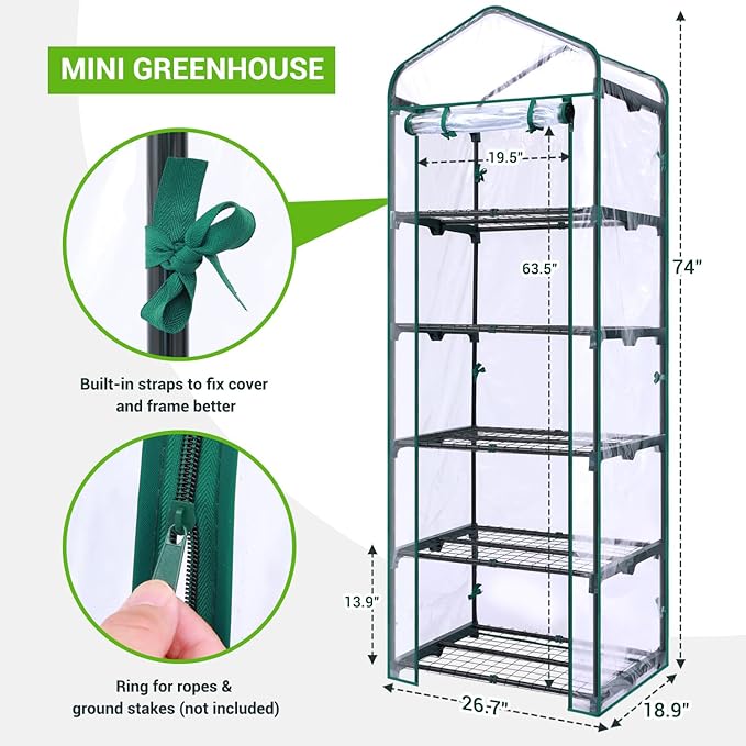 Mini Greenhouse for Outdoors Indoor: Ohuhu Small Plants Green House - Image 4