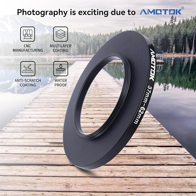37mm Lens to 62mm Camera Lens Adapter, 37mm to 62mm Filter Step up Ring Adapter - Image 2