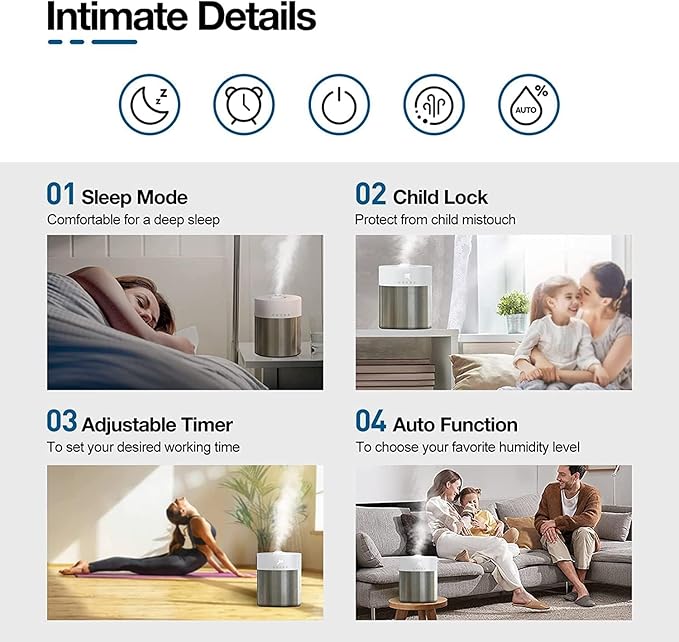 Stainless Steel Humidifier, 4.5L Easy to Clean Humidifier - Image 6