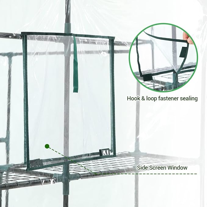 Ohuhu Plastic Greenhouse for Outdoors: Portable Walk in Plant Green House - Image 4