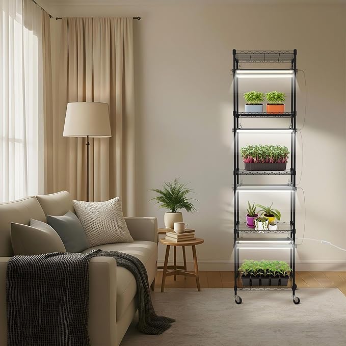 SOLIGT Plant Shelf with Grow Lights, 5 Tier Grow Light Stand Rack with 8 Pack - Image 2