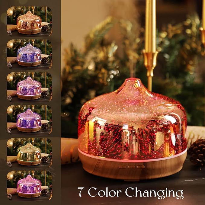 Porseme 500ml Glass Essential Oil Diffuser Aromatherapy Ultrasonic Cool Mist - Image 2