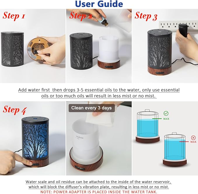 Oil Diffuser with Essential Oils Set – Aromatherapy Diffuser 150ml with 6 - Image 7