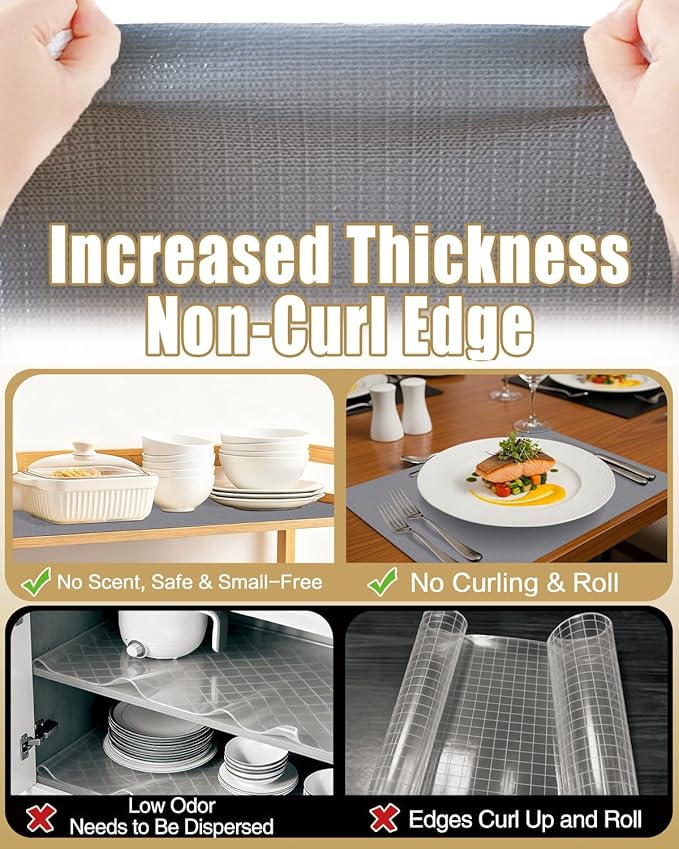 Shelf Liners for Kitchen Cabinets Non-Adhesive, Non-Slip Thickened Shelf Paper - Image 4