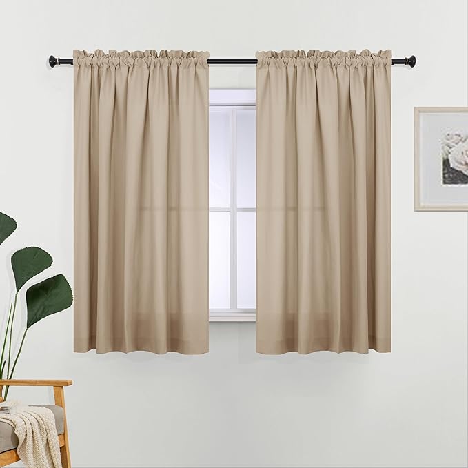 L.Z.E Non-See-Through Privacy Curtains 63 Inch Length 2 Panels Set, Rod Pocket by LZE