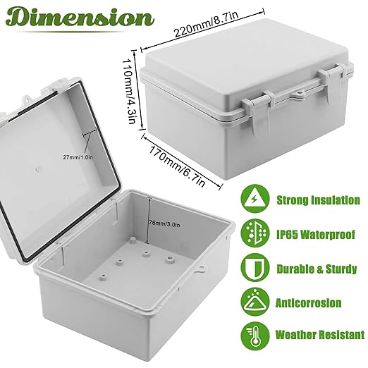 Sunnyglade ABS Plastic Dustproof Waterproof IP65 Junction Box Universal Durable - Image 3