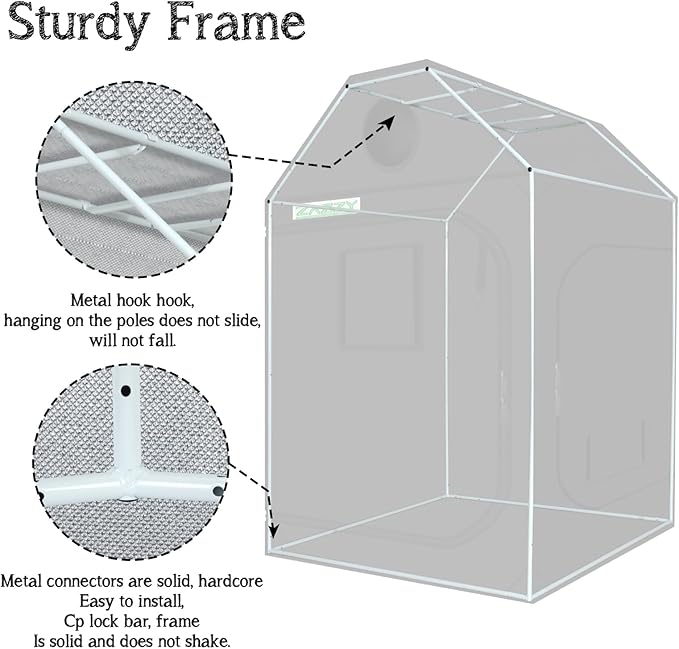 zazzy Grow Tent 48"x48"x72" Roof Cube Plant Grow Tents - Image 7