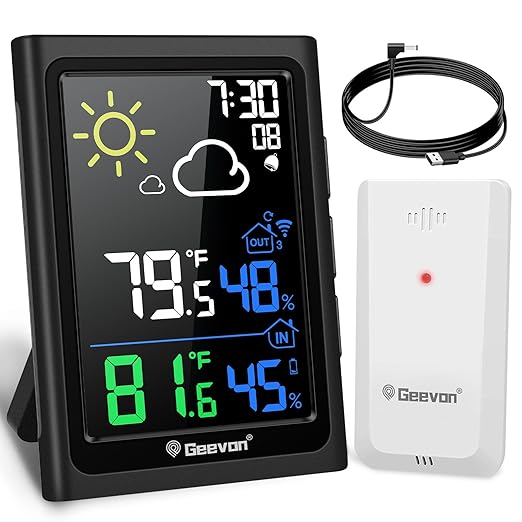 Geevon Indoor Outdoor Thermometer Wireless Weather Station by GEEVON