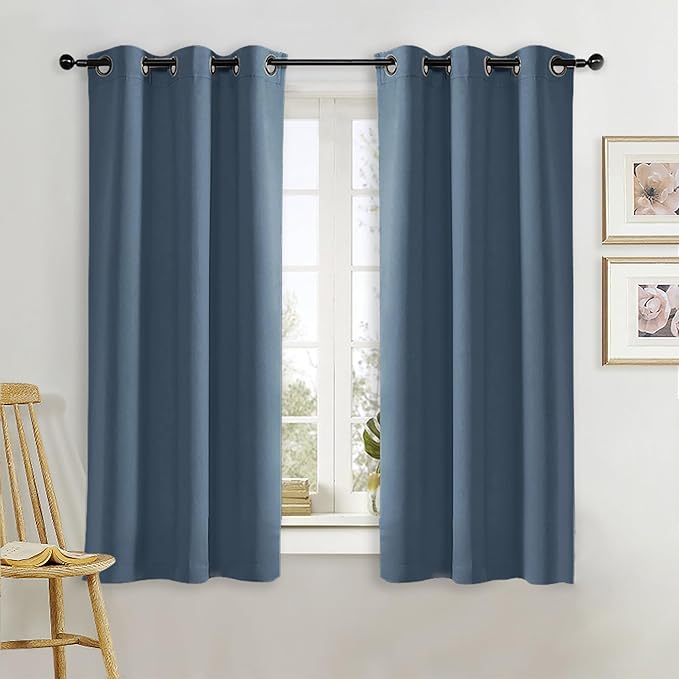 NICETOWN Kitchen Blackout Window Curtain Panel, Smoky Blue, 1 Panel, 42 by 63 by NICETOWN