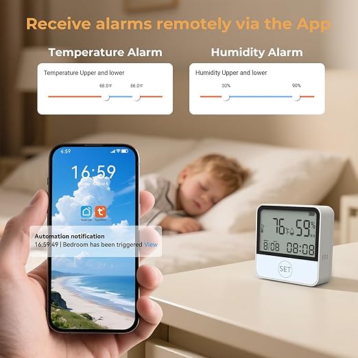 4 in 1 WiFi Thermometer Humidity Meter Baby Thermometer Hygrometer - Image 3