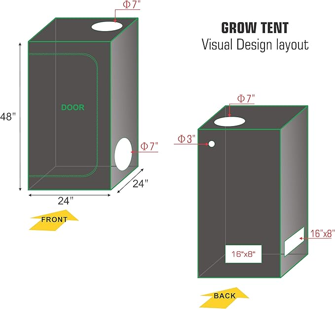 Hydroponic 24"X24"X48" Indoor Grow Tent Kit W/Analog Timer+Humidity - Image 3