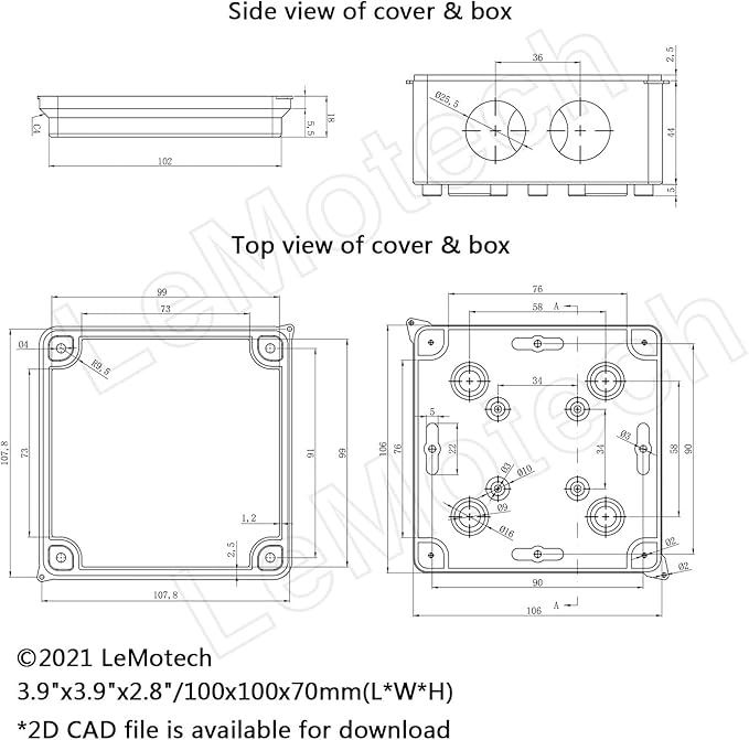 LeMotech ABS Plastic Dustproof Waterproof IP65 Junction Box Universal - Image 6