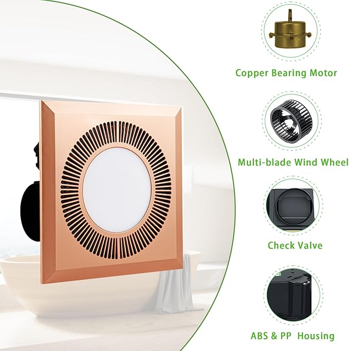 Bathroom Exhaust Fan with LED Light Vent Fans - Image 4
