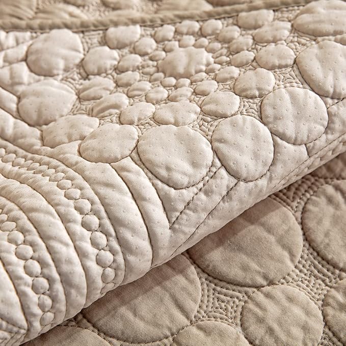 vctops Boho Circle Embroidery Couch Sofa Cover Solid Color Cotton Quilted - Image 5