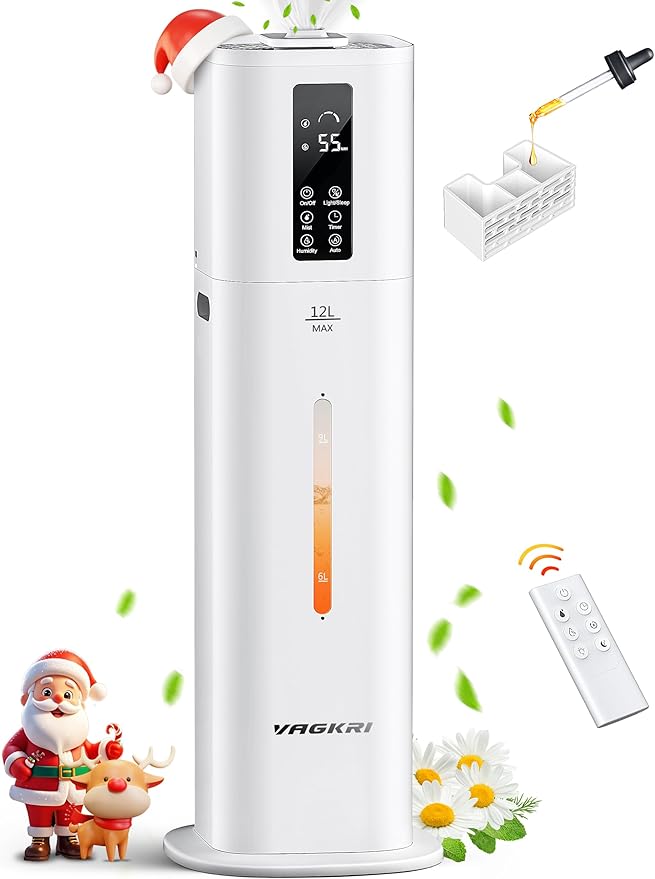 VAGKRI 12L Humidifiers for Large Room, Last 120 Hours, Cover up to 1000ft² by VAGKRI