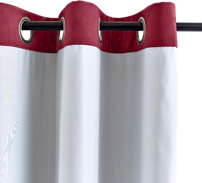 ChadMade Blackout Lined Premium Velvet Curtain Burgundy Red 100Wx108L Inch - Image 3