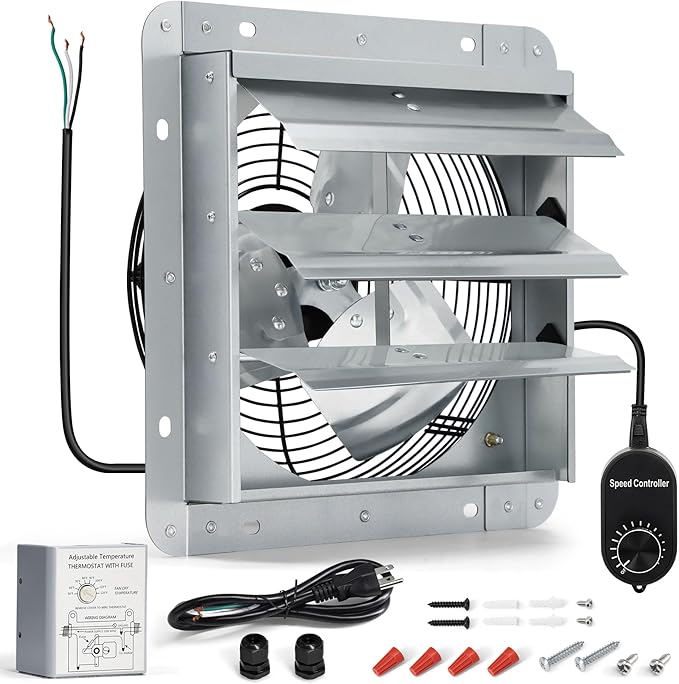 7 Inch Shutter Exhaust Fan, Wall Mount Attic Fan by Hipoilk