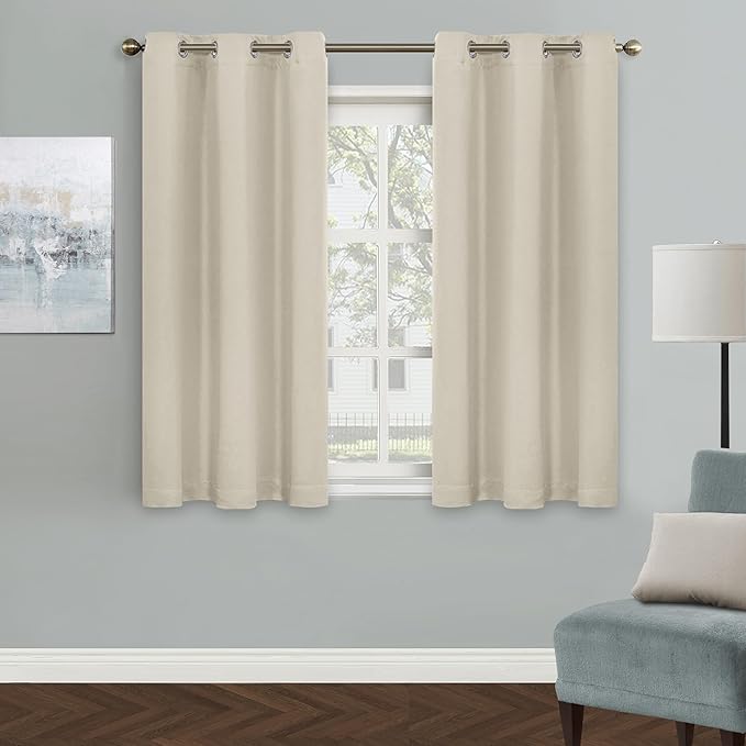 MYSKY HOME Beige Curtains for Kids Room 45 Inch Blackout Curtains for Boys by MYSKYHOME