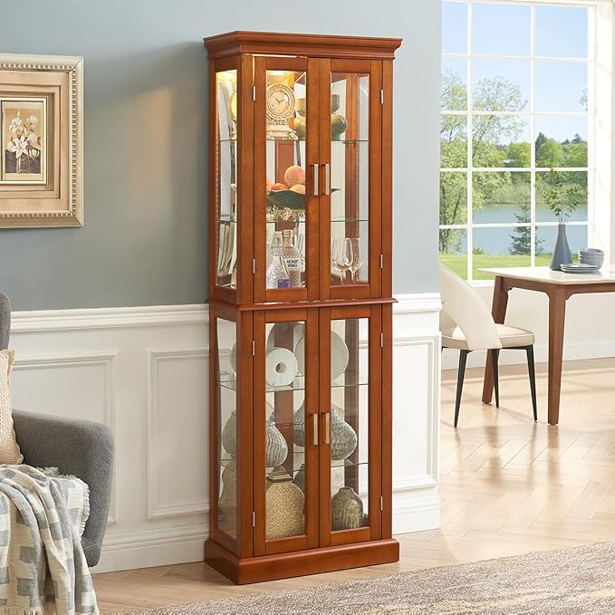 Lighted Wooden Display Curio Cabinet, Cabinet - Image 10