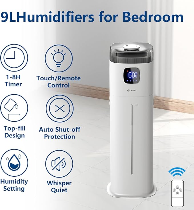 Large Humidifier for Bedroom, 9L/2.5Gal Ultrasonic Cool Mist, Easy Clean - Image 2