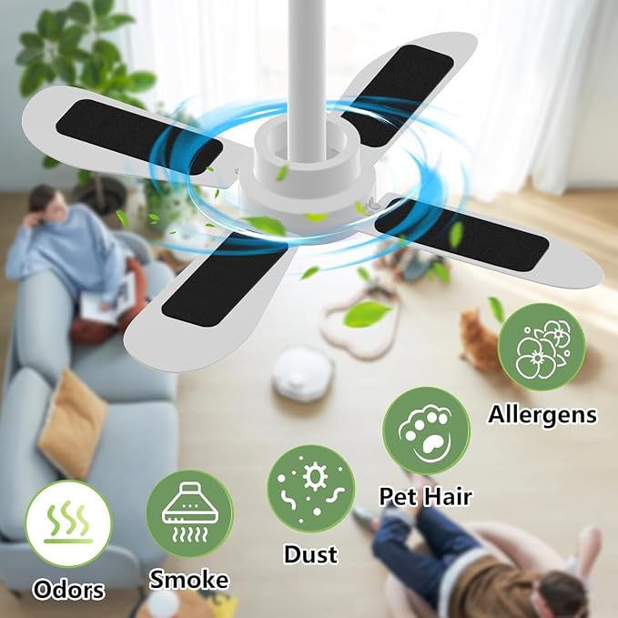 15 Pack Ceiling Fan Filters for Blades, Strong Activated Coconut Carbon Filter - Image 5