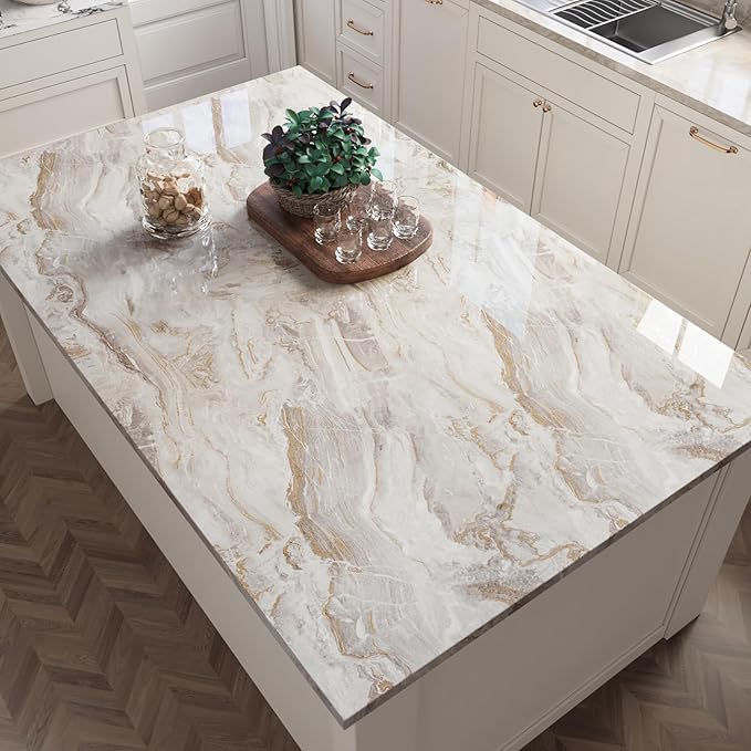 CRE8TIVE 24"x118" Beige Gold Marble Contact Paper - Image 3