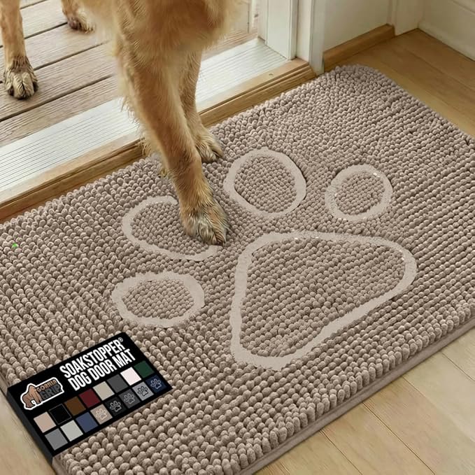 GORILLA GRIP SOAKSTOPPER Dog Door Mat, 35x24 Machine Washable Rug Absorbent by GorillaGrip