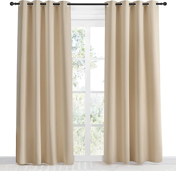 NICETOWN Room Darkening Biscotti Beige Curtain, 55x86 inches, 1 Piece, Modern - Image 2