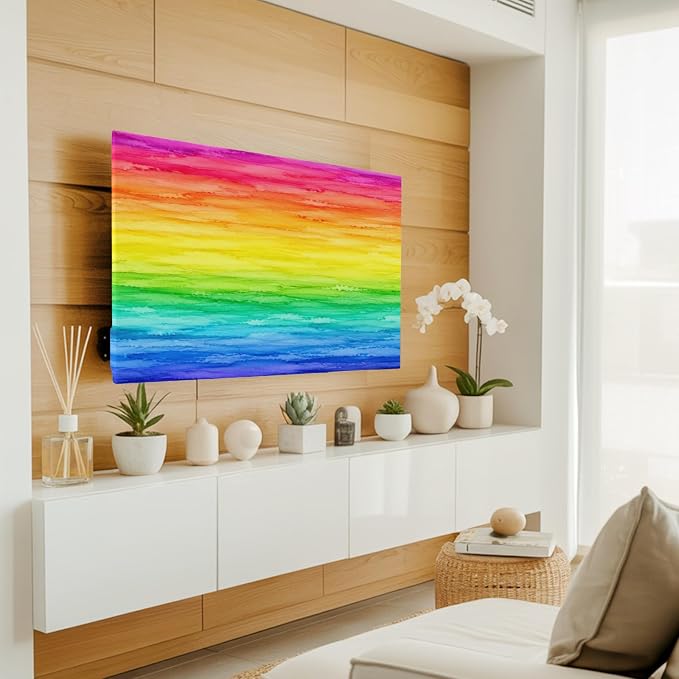 Rainbow Ripple Watercolor Gradient Indoor TV Cover, Elastic TV Screen Protector - Image 2