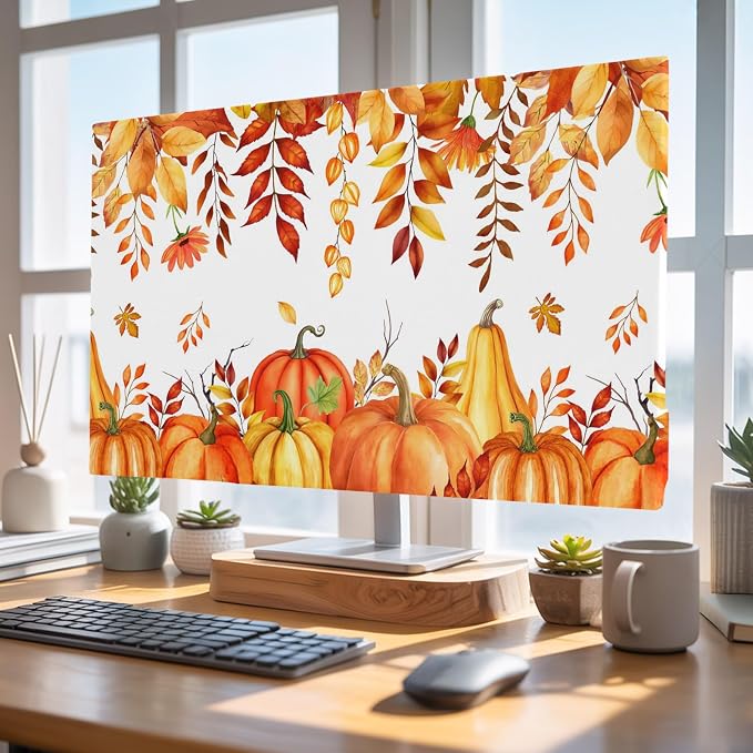 Thanksgiving Pumpkin Autumn Leaf Indoor TV Cover, Elastic TV Screen Protector by Unknown