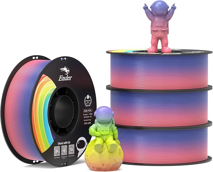 Creality 3D Printer Filament 1.75mm, Rainbow PLA+ Plus Pro Filament Toughness by Creality
