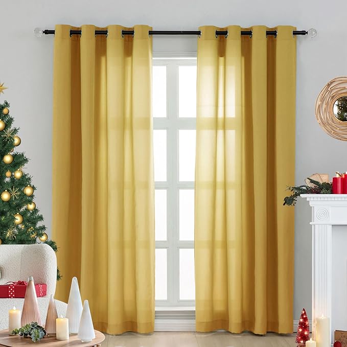 L.Z.E Privacy Curtains 96 Inches Long 2 Panels Set, Non-See-Through Semi Sheer - Image 9