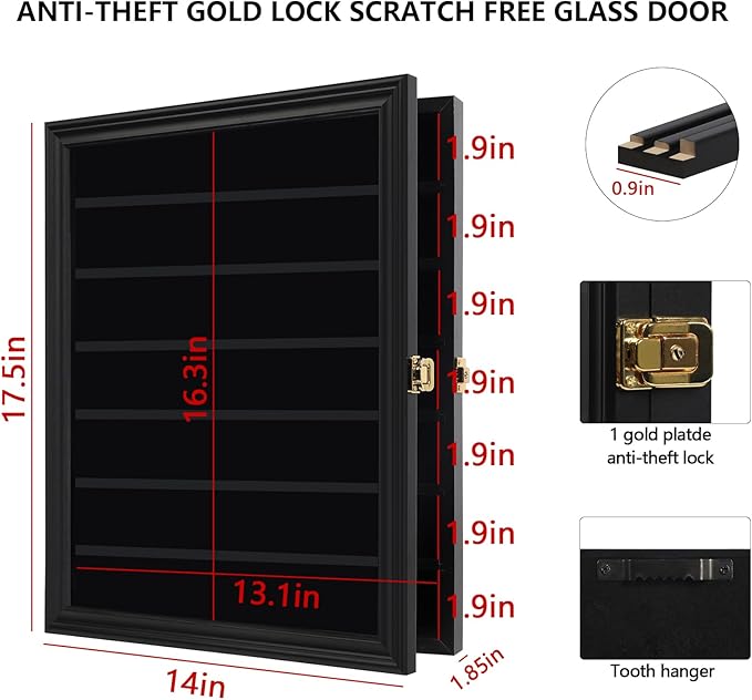Jinchuan Military Challenge Coin Display Case 5 Pack Lockable Cabinet Rack - Image 3