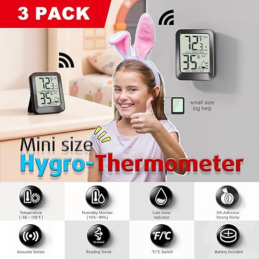 3 Pack Room Thermometer Indoor Hygrometer - Image 2