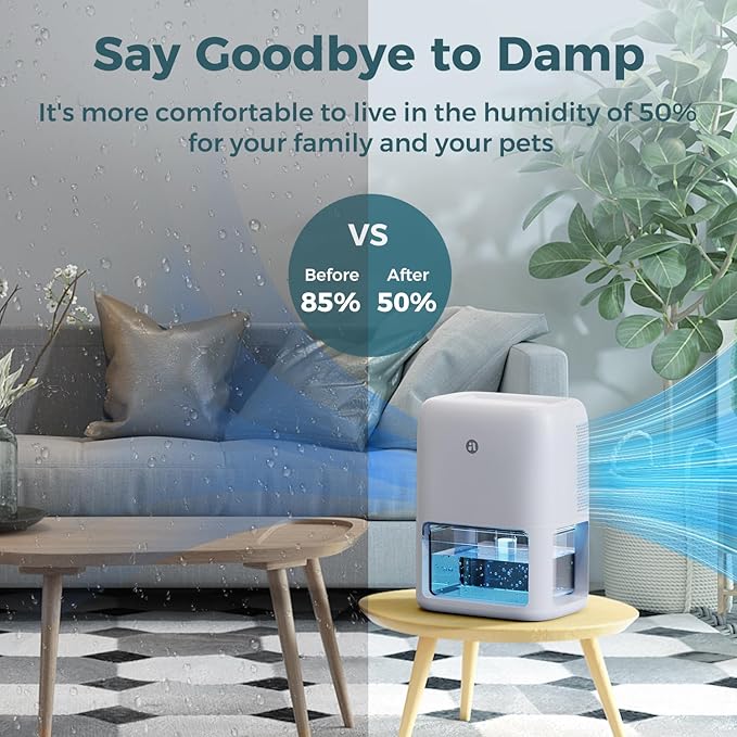 60 OZ Dehumidifiers for Home, Dual-Semiconductor Quiet Dehumidifier - Image 3