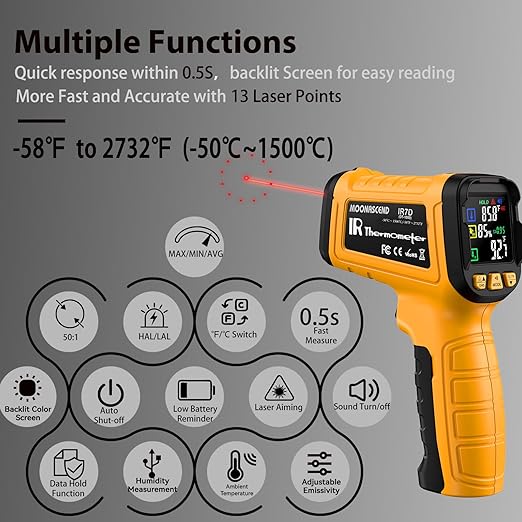 Infrared Thermometer Gun -58°F to 2732°F, IR Temperature Gun - Image 3