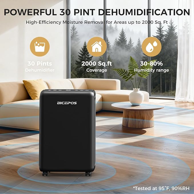 2000 Sq.Ft Dehumidifier for Basement, 30 Pints Portable Dehumidifier for Home - Image 2