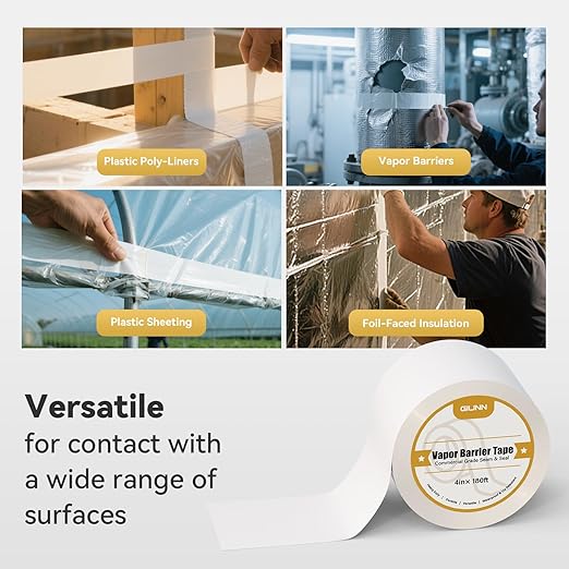 Vapor Barrier Tape, 9 mil White polyethylene Tape, Moisture Sealing and Seams - Image 5