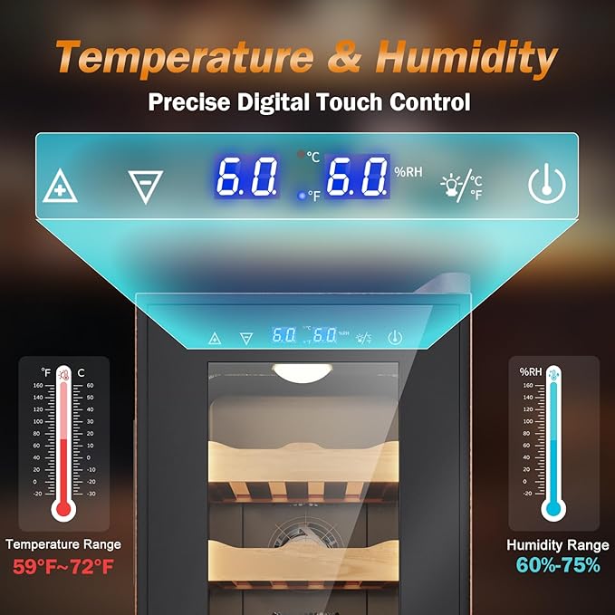 Electric Humidor with Leather-35L Cooling & Heating Humidor, Smart Touch - Image 2