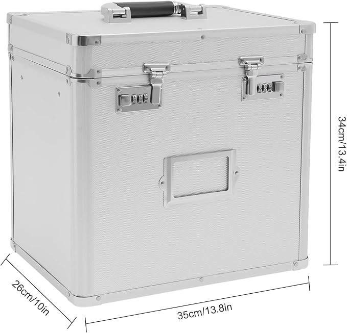 Metal Locking File Organizer Box, 13.8*10*13.4 inch Portable Locking Storage - Image 2