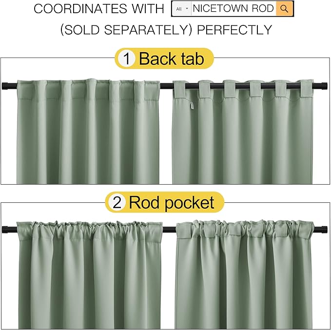 NICETOWN Window Treatment Curtains Room Darkening Drapes - Image 3