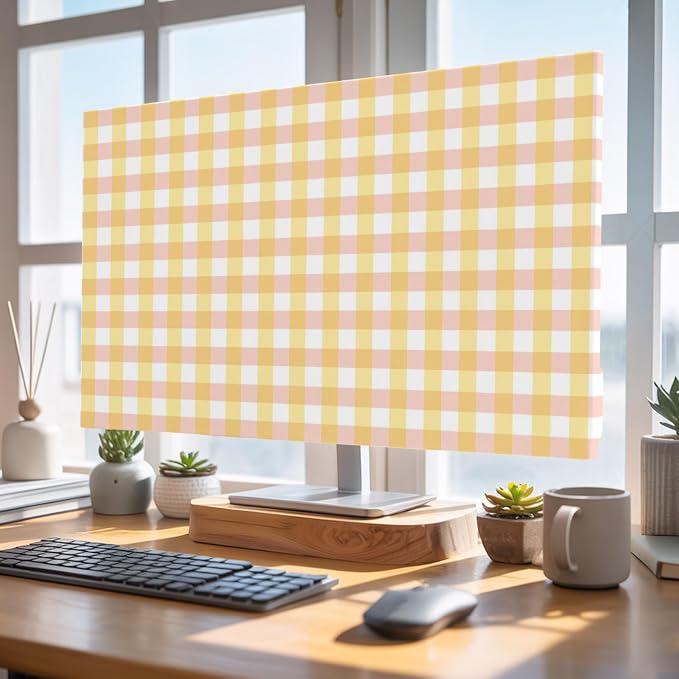 Vintage Yellow Buffalo Plaid Indoor TV Cover, Elastic TV Screen Protector by Unknown
