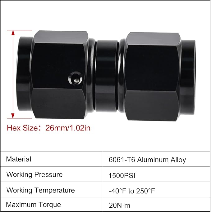 EVIL ENERGY 10AN Female to 10AN Female Straight Swivel Coupler Union Fitting - Image 2