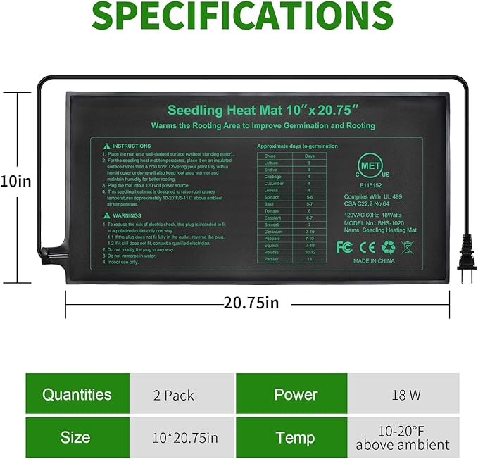Seedling Heat Mat, MET Certified Waterproof Durable Germination Station Heat Mat - Image 2